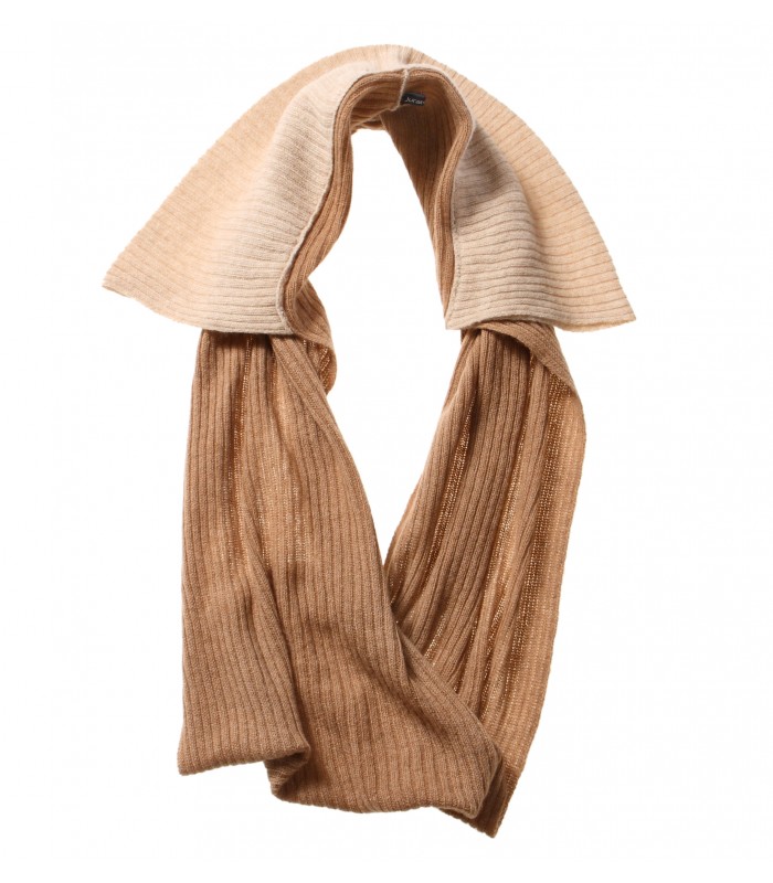 Pure Camel wool long Snood with Collar